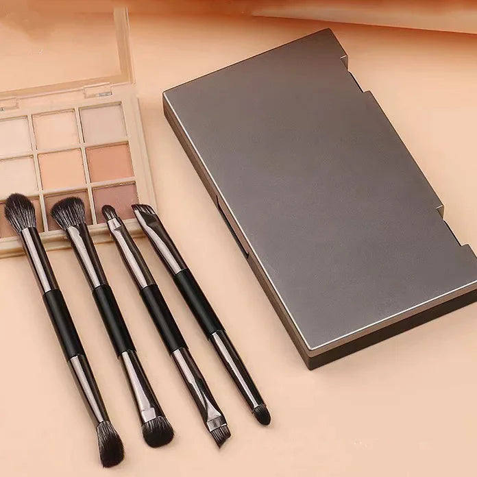 4-piece Double-headed Eye Shadow Brush Mirror Portable Nose Concealer Qme