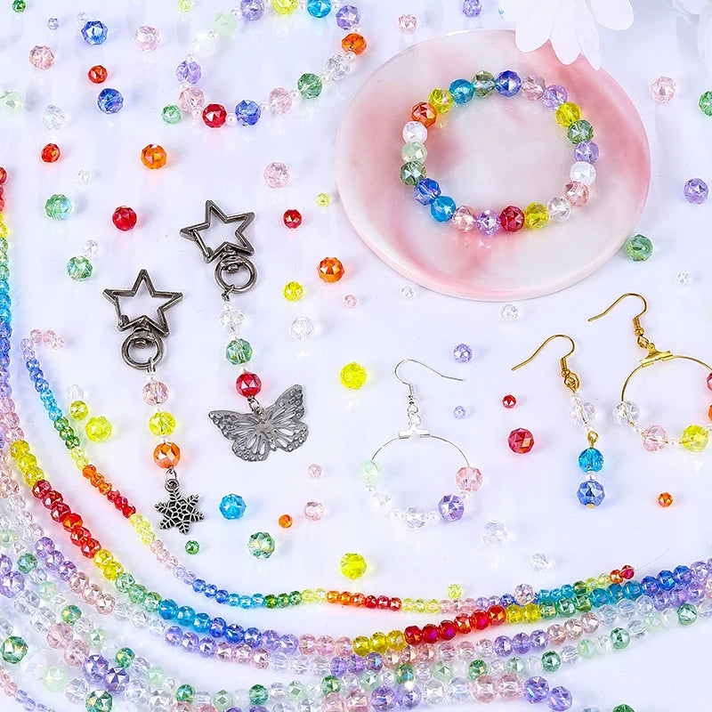 4-8mm Crystal Glass Beads Faceted Jewelry Making Beads Rondelle Spacer Beads for Bracelets Necklace Pendants Making Supplies Qme
