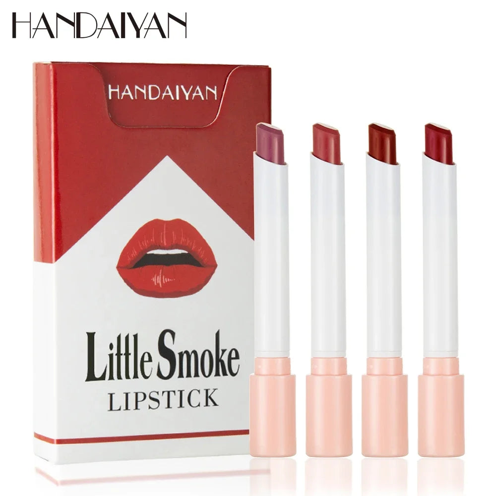Creative Cigarette Lipstick Set 4 Colors Matte Long Lasting Waterproof Matt Lip Stick Tube Nude Red Lips Makeup Qme
