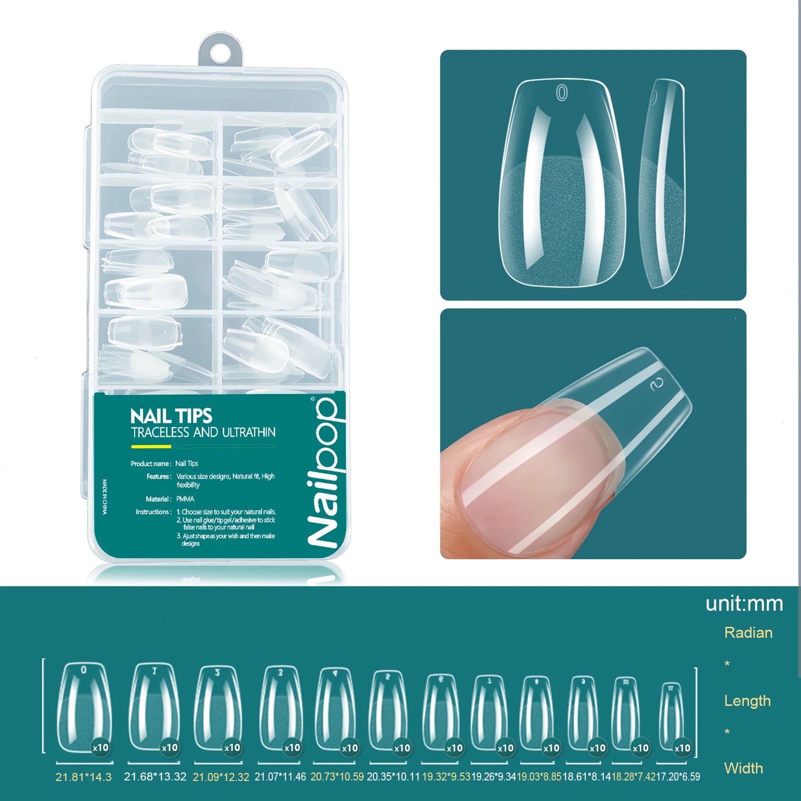 Nailpop Soft Gel Tips Nails Acrylic Material Half Almond Artificial Qme Coffin 004-120pcs
