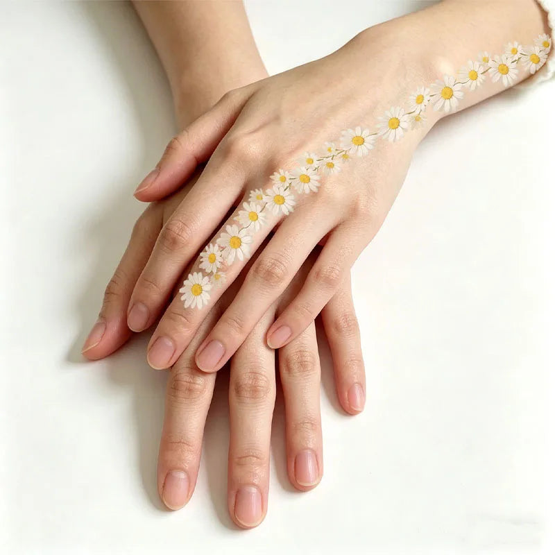 Sunflower ring/bracelet/finger tattoo stickers, waterproof, long-lasting, colorful, cute cartoon anklet/anklet stickers. Qme