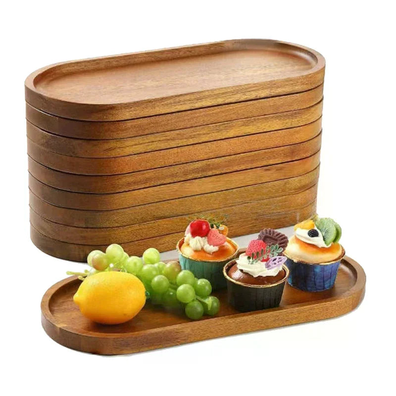 Japanese Tableware Wooden Plate Beech Oval Tray Mini Solid Wood Small Plate Children's Whole Wooden Plate Wooden Plate Qme