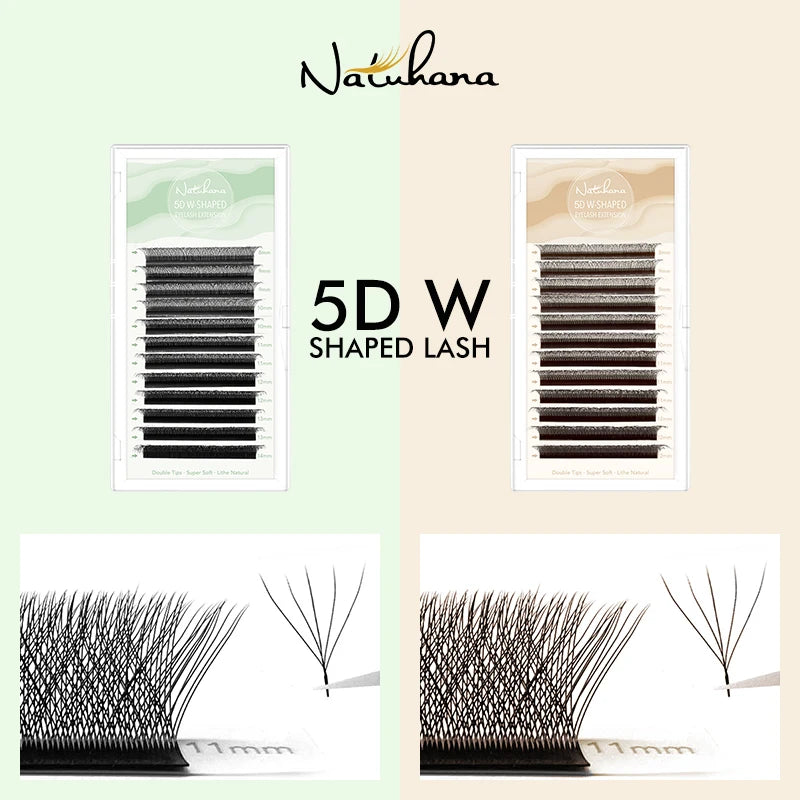 NATUHANA W-shape 5D 4D 3D Colorful Eyelash Extensions Premade Volume Qme