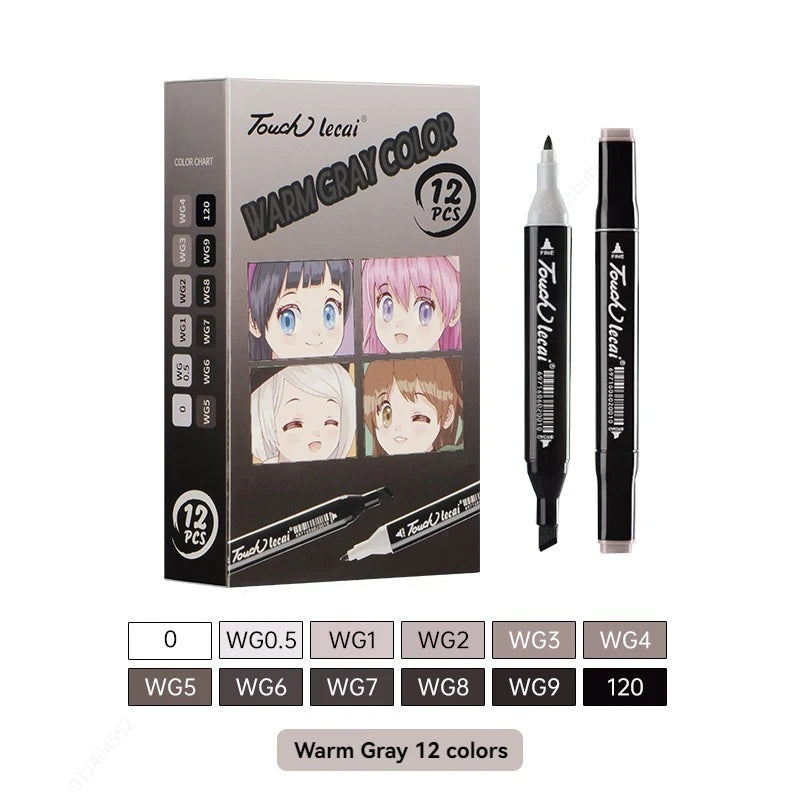 Alcohol Markers, Dual Brush Tip Permanent Art Markers, Coloring Marker, for Book Painting Card Making, Christmas gift Qme warm gray colors