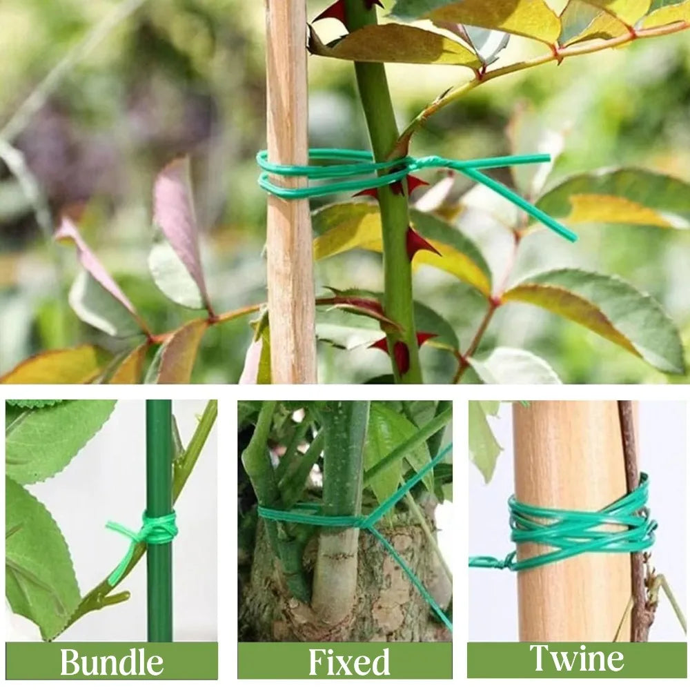 20/50/100M Garden Strapping Bundle Wire Reusable Plants Gardening Flower Support Strap Tie Plant Climbing Cane Fixed Twist Ties Qme
