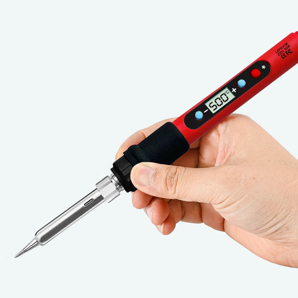 80W Soldering Iron Adjustable Temperature LCD Solder Welding Tools Qme