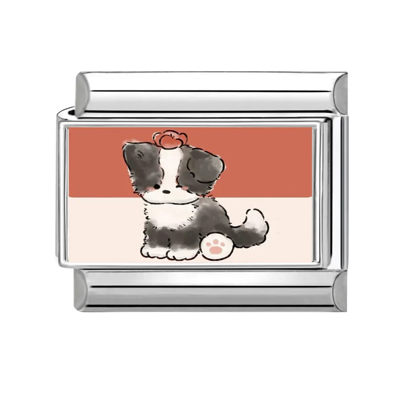 Design Cute Cartoon Animal Pet Series Cat Dog Rabbit Italian Link Fit