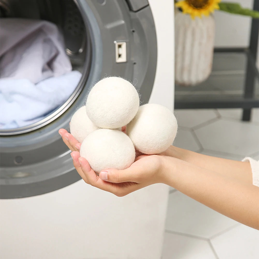 3cm/4cm/5cm Organic Wool Dryer Balls To Reduce Drying Time Wool Dryer Balls Tumble Dryer Balls Bathroom Laundry Accessories Qme
