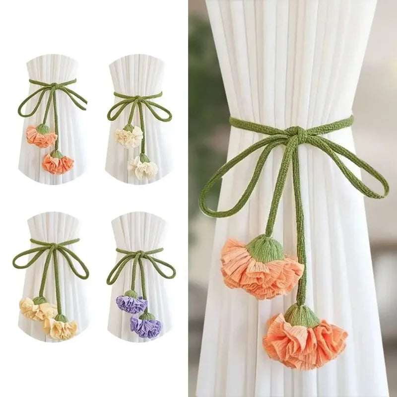 Fashion Flower Shape Curtain Tieback Elastic Band Window Buckles Qme