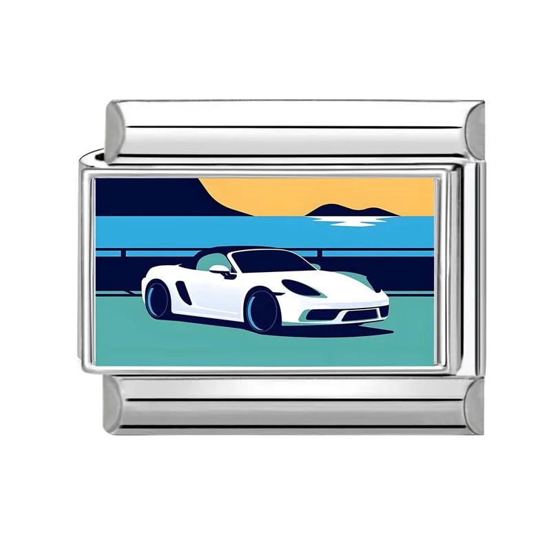 Vintage Car Fashion Classic Car Sport Car Colorful Italian Charms Fit 9mm Stainless Steel Women Bracelet DIY Jewelry Gift 2026 Qme Style 1