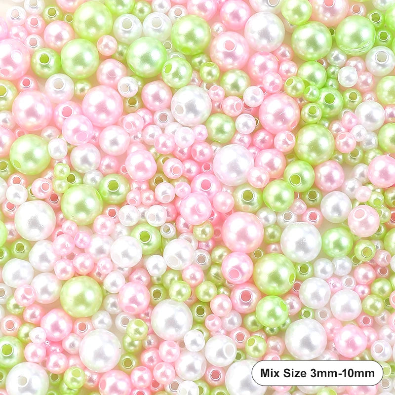 Mixed Size Acrylic Pearl Beads Round Tiny Craft Beads Loose Pearls for Jewelry Making DIY Craft Necklaces Bracelets 30g/pack Qme 4