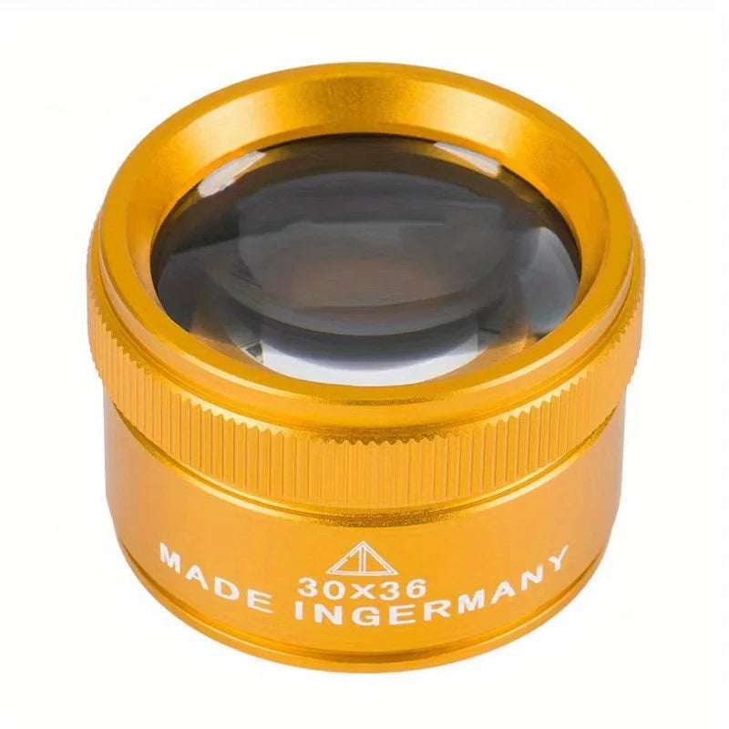 30X36mm Cylindrical Magnifying Glass, Portable Handheld Optical Glass Loupe for Jewelry, Coins, Watch Repair, Reading Qme Golden
