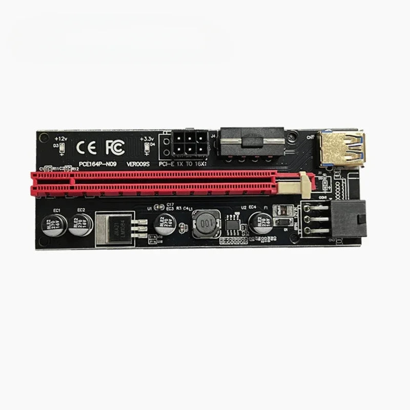 PCI-E Riser Card Dual 6Pin Adapter Card PCIe 1X To 16X Extender Card USB3.0 Data Cable for BTC Mining Miner 009S Express Qme