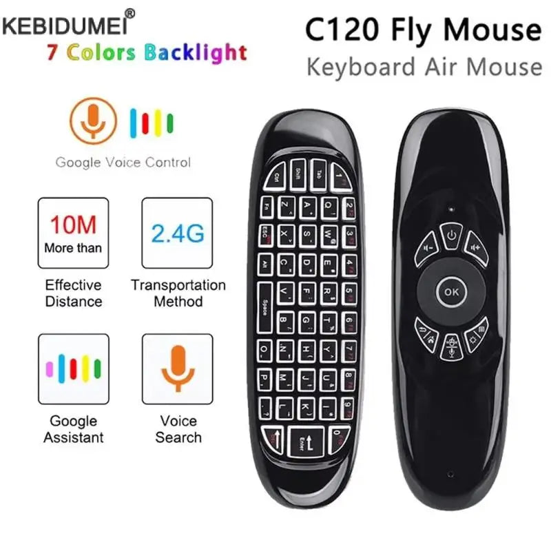 C120 RGB Backlight Fly Air Mouse Gyro Sensor Wireless RF Keyboard Qme