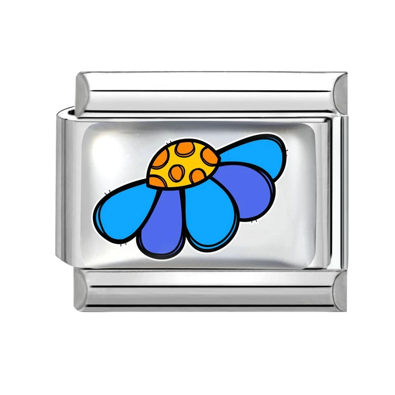New 2026 Y2K Rainbow Heart Earth Blue Series Pattern Italian Charm Links Fit 9mm Stainless Steel Bracelet Jewelry DIY Making Qme Style 19
