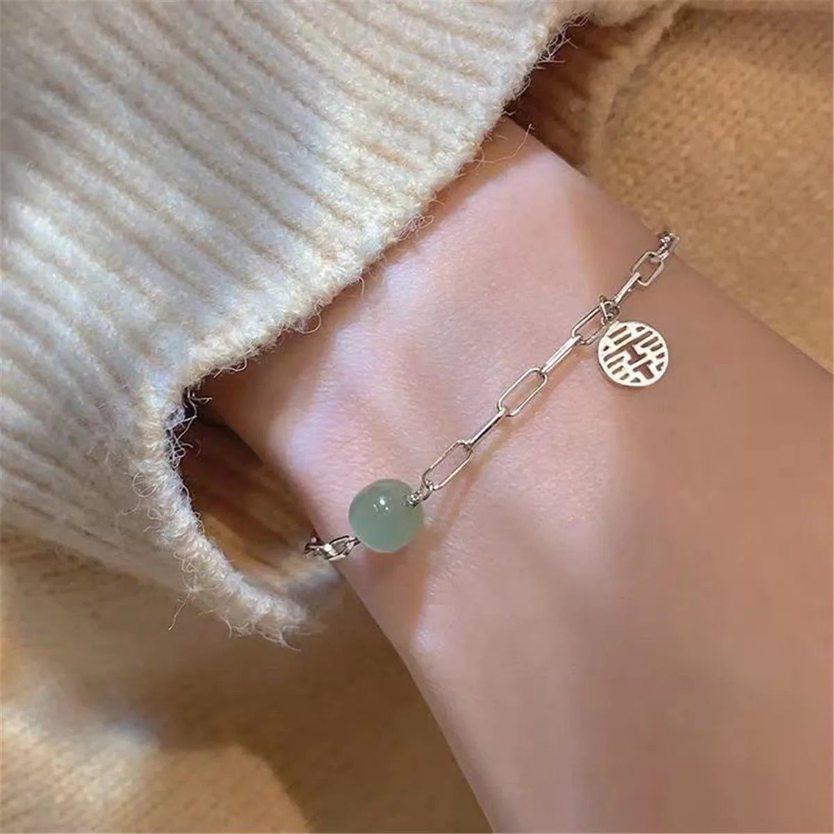 Fu Character Lucky Hetian Jade Hare Stars Antique Bracelet Creative Cute Female Temperamental Fashion Gifts Femme Qme 3