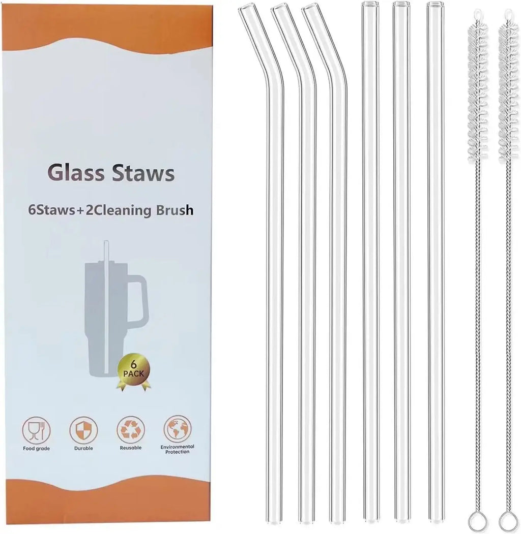 Reusable Clear Glass Straws Cleaning Brush Stanley Cup Replacement Qme Default Title
