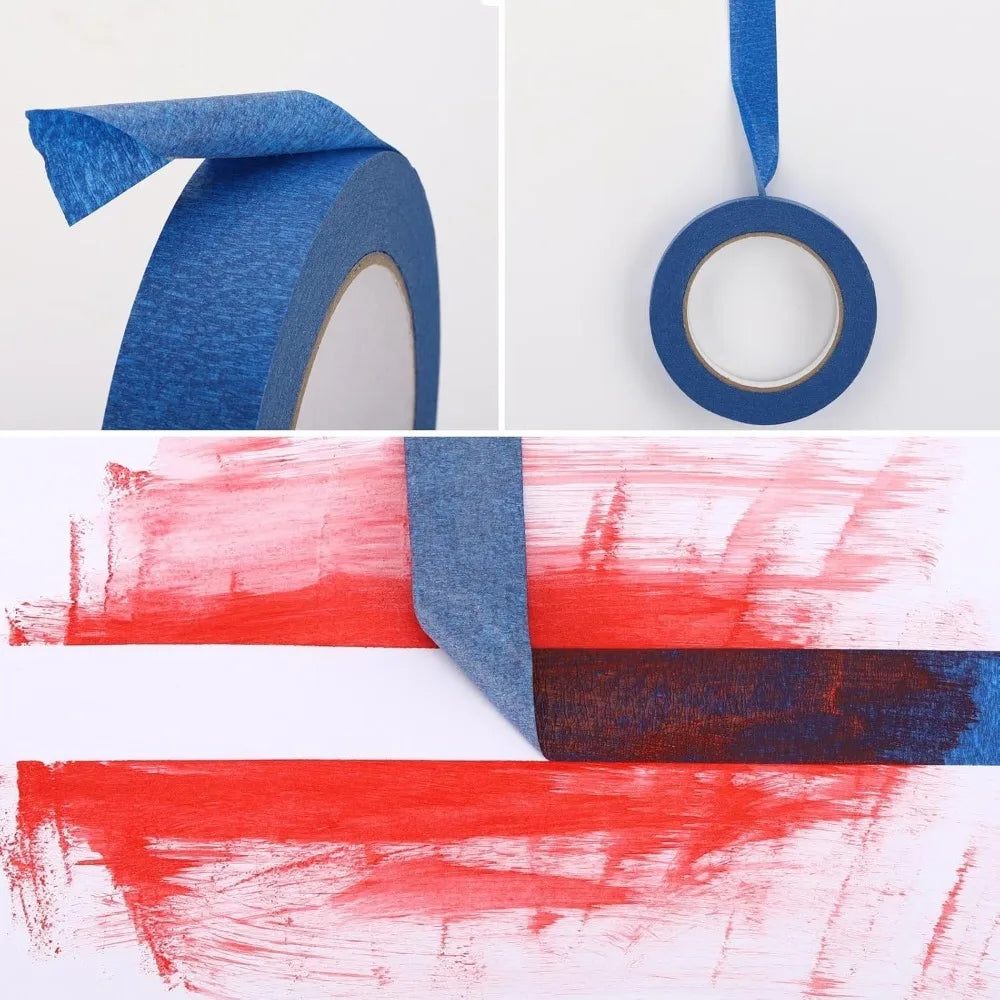 20m/Roll Blue Painter Masking Tape Crepe Paper Adhesive Tape For Wall Ceiling Trim Edge Painting DIY Decoration No Residue Qme