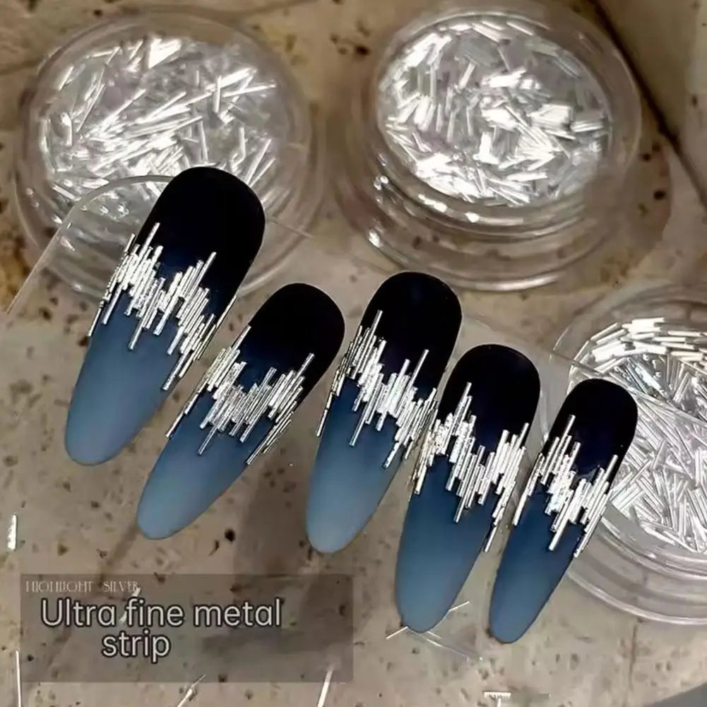 High Gloss Silver Metal Strip Nail Art Decorations Reflective Silk 3D Decorations Metal Shinny Nails Accessories Manicu Art Qme