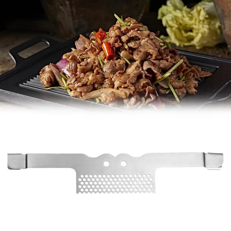 Barbecue Gate Blocker Non-slip Griddle Spatula Holder Stainless Steel Qme