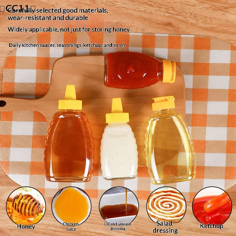 Transparent Reusable Honey Bottles Squeeze Bottle Container Holder Qme