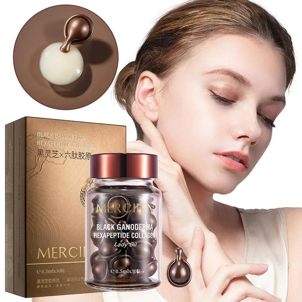 Black Ganoderma Collagen Ampoules , Tender Skin Hydrating Eye Cream Nourishing And Hydrating Facial Essence 30pcs Qme