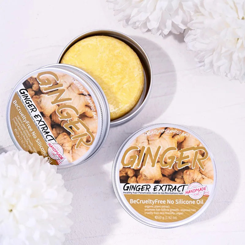 Shampoo Soap Ginger Solid Bar Clean Scalp Remove Oil Freshen Wash Qme