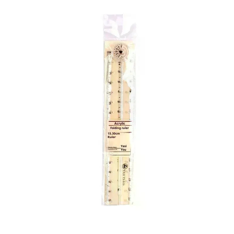 1 2 Acrylic Transparent Folding Ruler Simple Drawing Measuring Rulers Qme