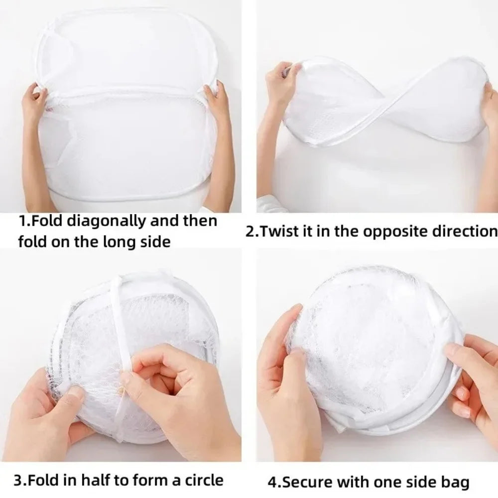 Foldable Hand-Held Laundry Basket Dirty Clothes Mesh Breathable Storage box Toy Storage Organizer Household Organizer for Clothe Qme