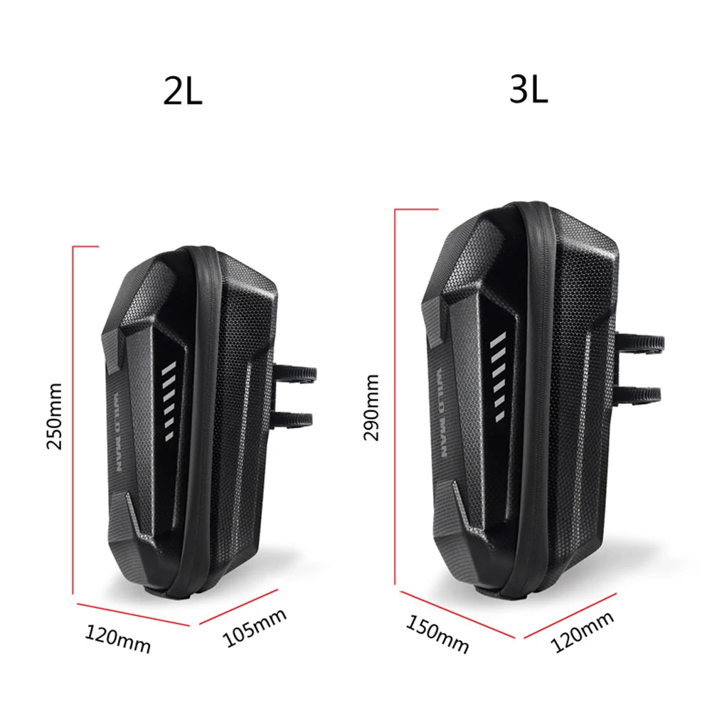 4-2L WILD MAN Electric Scooter Front Storage Bag Hard Shell Bag Large Capacity Waterproof Skateboard Hanging Case for M365 Pro Qme