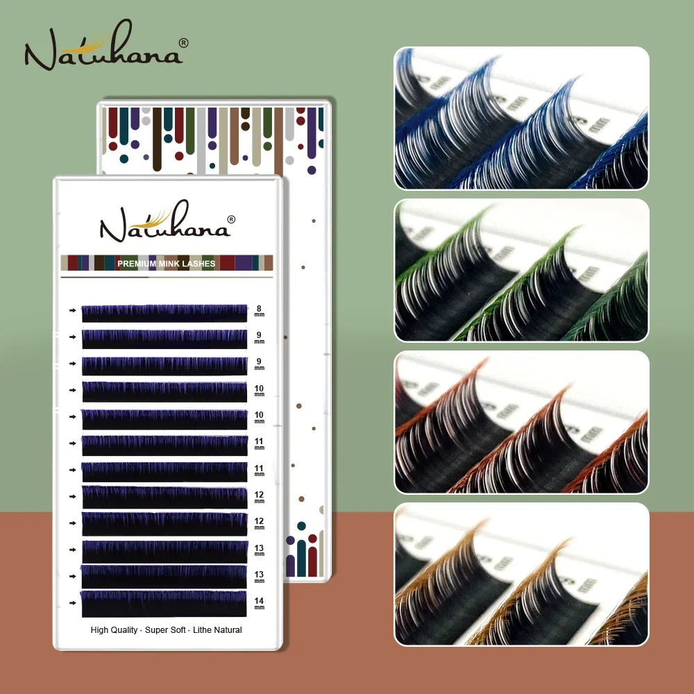 NATUHANA Ombre Blue Purple Eyelash Extension Individual Faux Mink Qme