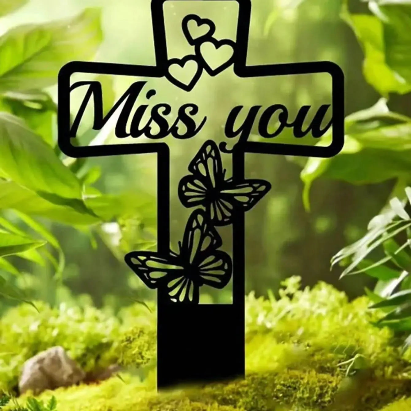 Iron Butterfly Commemorative Plaque Decoration Garden Cross Stake Qme 1pc