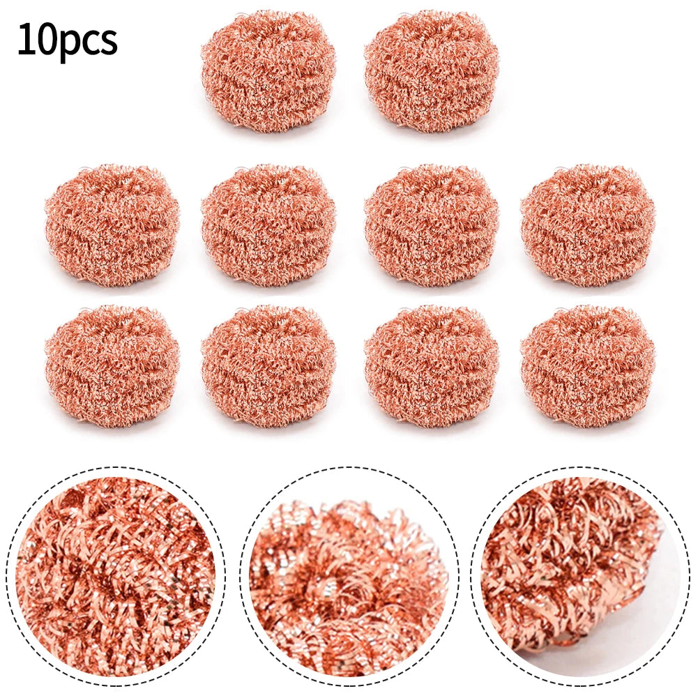 10PCS Copper Metal Wire Sponge Ball Iron Tip Nozzle Cleaner Slag Remover Cleaning Ball Desoldering Soldering Iron Mesh Filter Qme