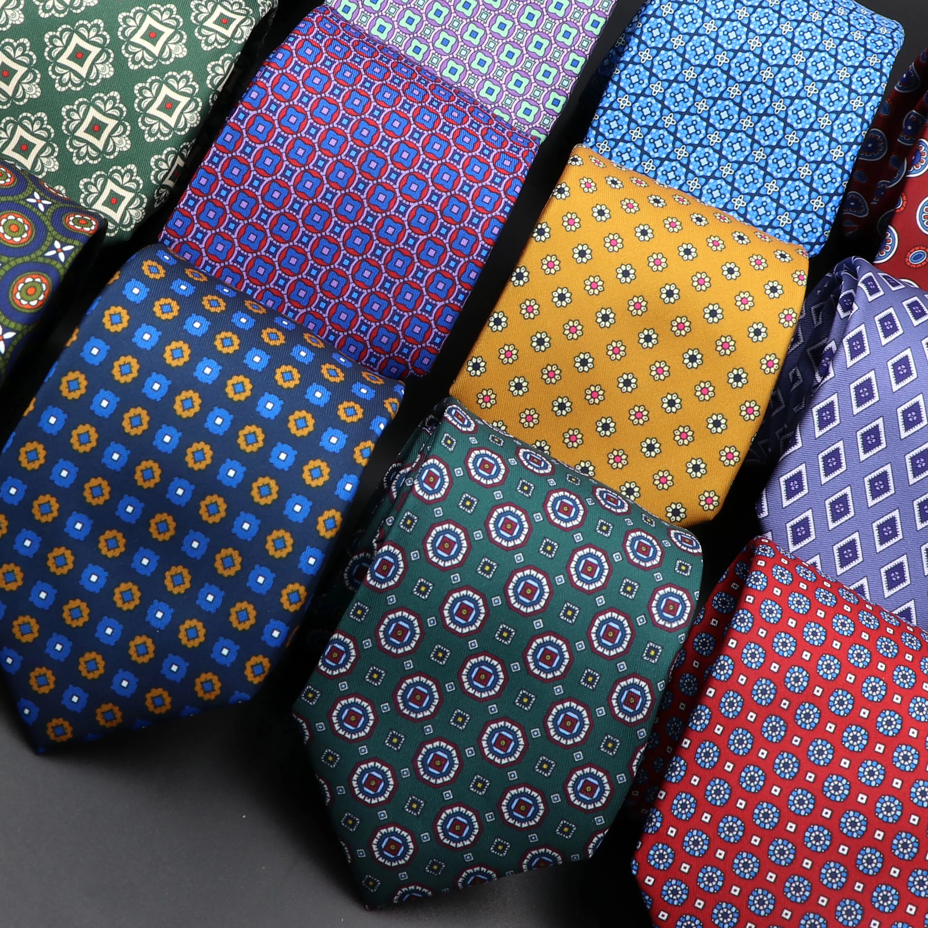 Men's Fashion Silk Tie Soft Novelty Necktie Blue Green Orange Ties Qme