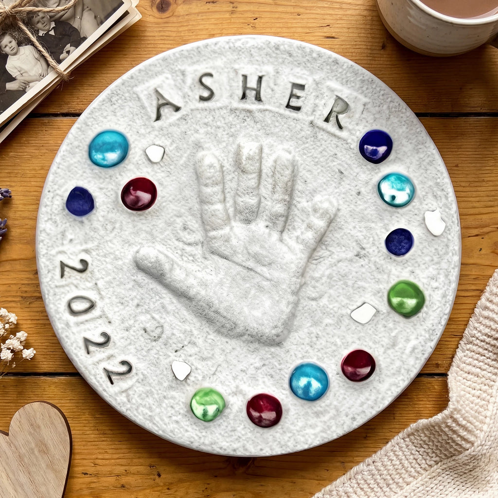 Large DIY Handprint Stepping Stone Kit Family Keepsake Craft Gift for Mothers Day New Mom Gifts and Baby Showers Qme