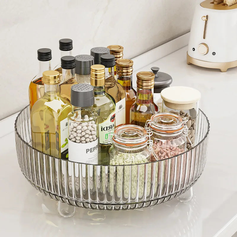 Luxury Plastic Rotating Organizer Cosmetic Storage Box Fruit Tray