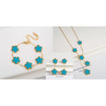 Clover Five Leaf Flower Stainless Steel Bracelet Necklace Earrings Jewelry Set Luxury for Women High Quality Party Jewelry Gift Qme 19