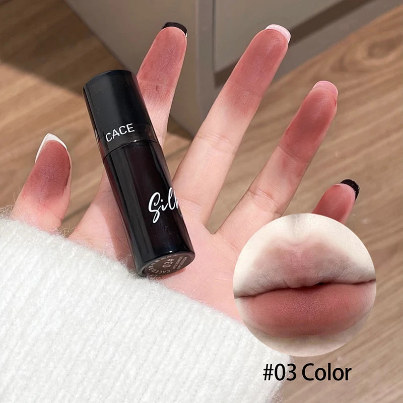 Lip Gloss Matte Velvet Lip Mud Rose Red Brown Stain Lip Tint Waterproof Long-Lasting Velvet Mist Lip Clay Korean Makeup Cosmetic Qme 03