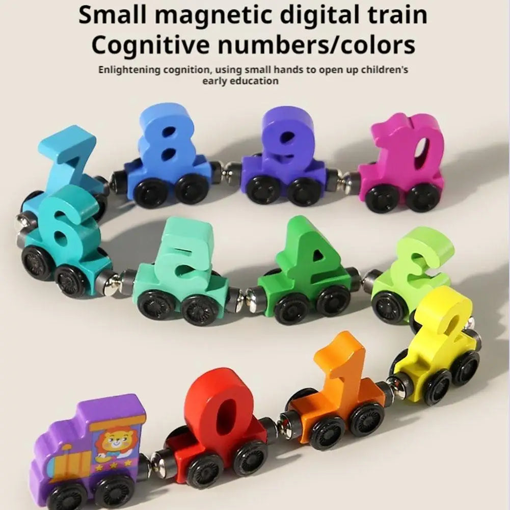 Wooden Number Digital Magnetic Train Toys Colorful Building Blocks Educational Hand-eye Coordination Magnetic Digital Train NEW Qme