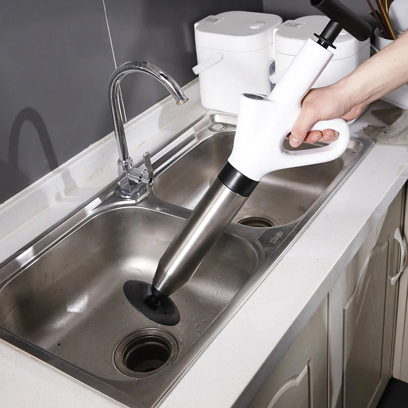 Stainless Steel Toilet Pipe Dredger Pneumatic Household High-pressure Dredging Tool Set Thickened Wall Cylinder Sturdy And Safe Qme
