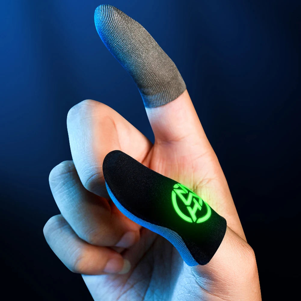 1 Pair Finger Thumb Sleeve Gloves Breathable Sweat Proof Luminous Fingertip Cover Anti Slip 0.3mm Ultra-thin for PUBG Mobile Qme
