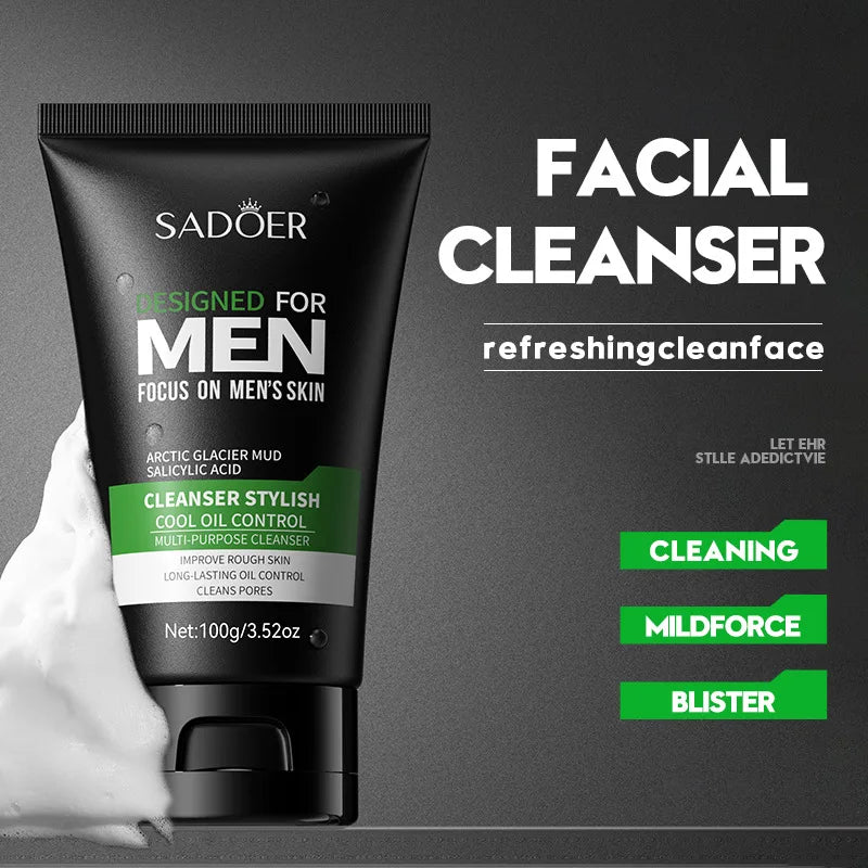 Men's Oil-control Refreshing Facial Cleanser Improves Rough Skin Qme