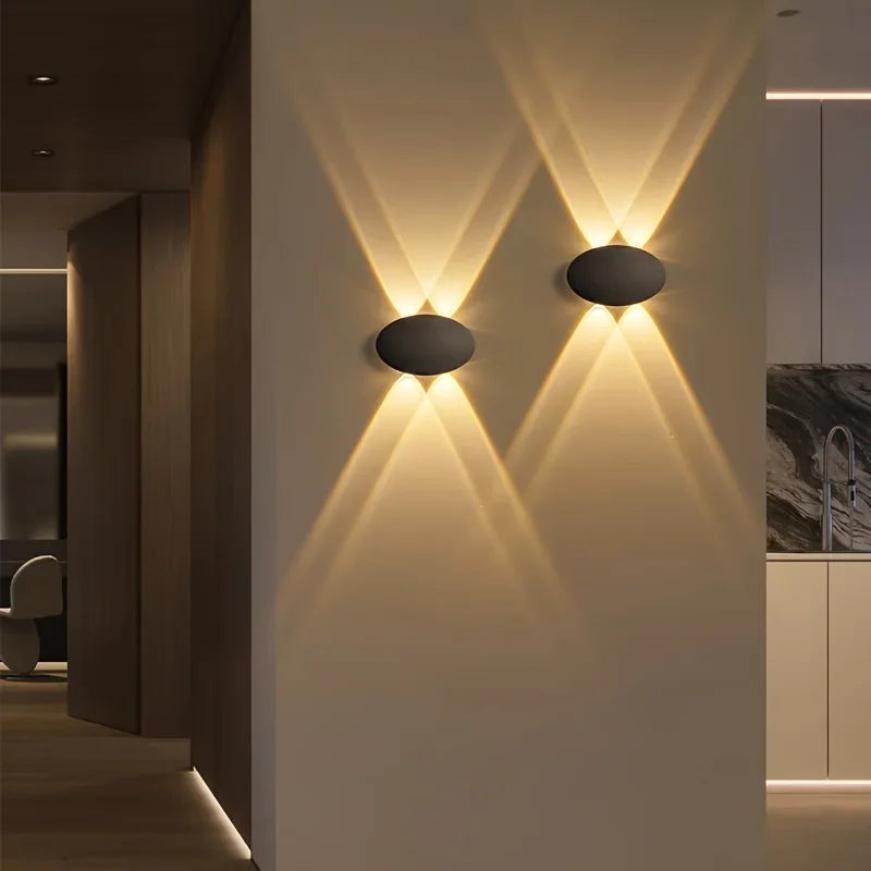 Modern Simple LED 4W Oval Outdoor Indoor IP65 Waterproof Garden Wall Lamp Warm Light Voltage 85v-265v Qme
