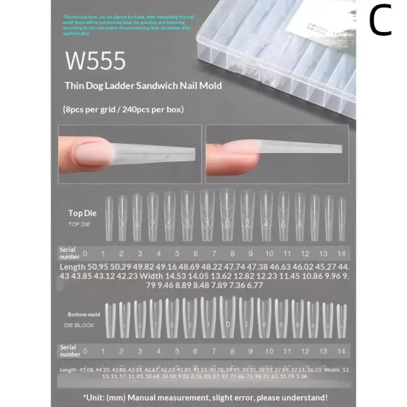 Sandwich Nail Mode Extension Almond Coffin 15 Rapid Dual Forms Bottom Qme C
