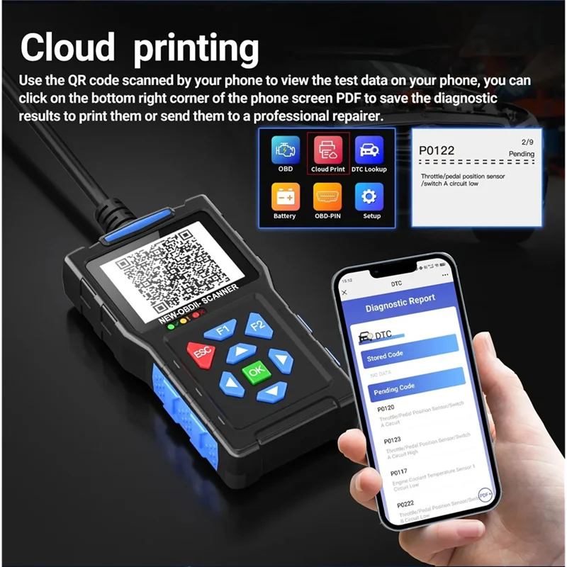 A02F-T300 OBD2 Scanner Superior Diagnostic Tool Readiness Mode 6 Mode 8 Check Engine Code Reader With Reset For All Cars Qme