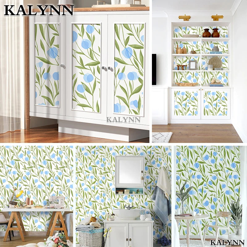 Floral Peel Stick Wallpaper Boho Bathroom White Blue Green Bedroom Qme