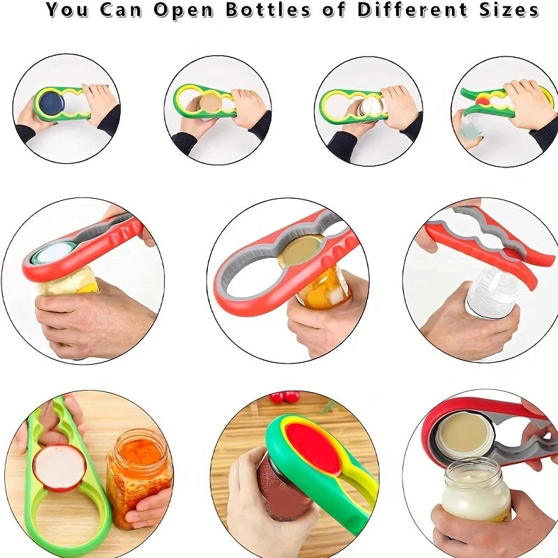 1pc 4-in-1 Multi-Purpose Can Opener with Non-Slip Grip - Perfect for Beer Bottles and Home Kitchen Use Qme