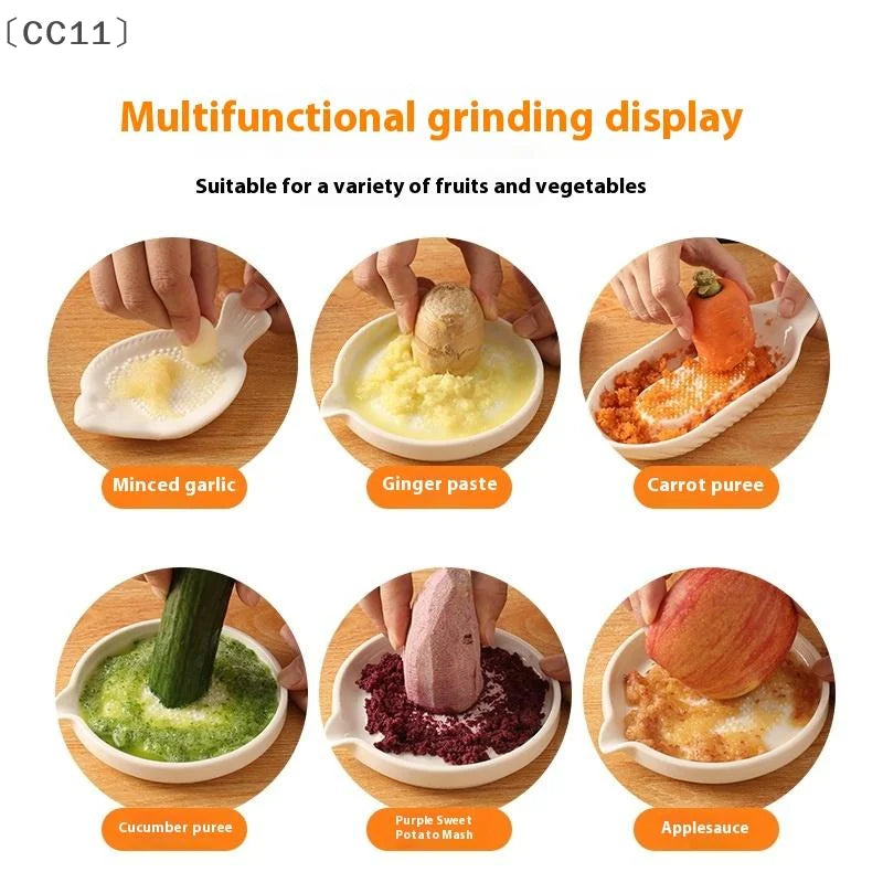 CC11 Simple Ceramic Ginger Grater Tool Hand Grinder Garlic Masher Qme