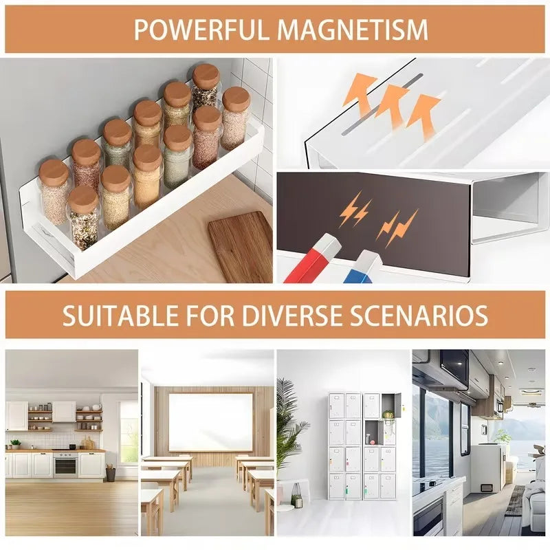 Magnetic Spice Storage Rack Organizer Refrigerator Oven Black Fridge Qme
