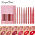 Waterproof Matte Lipliner Pencil Sexy Red Contour Lip Tint Lip Stick Lasting Moisturising Non-stick Cup Lips Makeup 12Colors Qme Set 12pcs